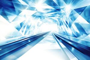 Abstract icy tunnel with moving walkway photo