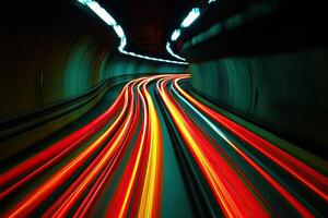 Tunnel lights blur of motion photo