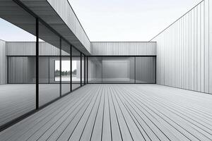Modern open-plan terrace with expansive glazing photo