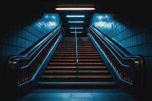 Underground Stairwell Ascending into Darkness photo