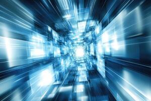 Digital tunnel of light and squares photo