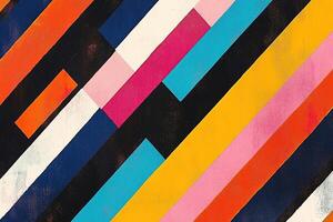 Abstract diagonal stripes and squares in vibrant colors photo