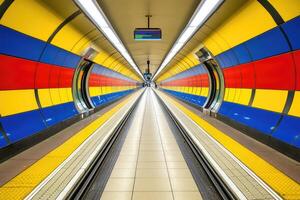 Vibrant colorful subway tunnel photo