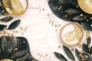 Elegant black and gold design on marble photo