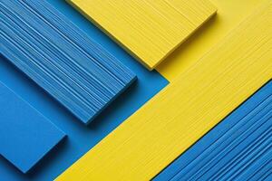 Geometric abstract design with blue and yellow photo