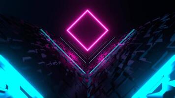 Blue and Pink Cyber Corridor with Neon Portal Background VJ Loop in 4K video