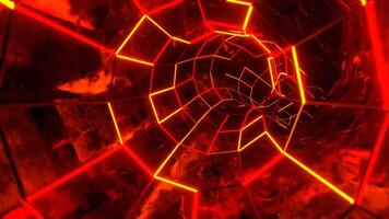 Red and Orange Neon Abstract Cyberspace Background VJ Loop in 4K video
