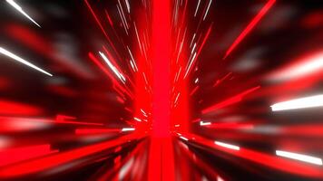 Red and White Narrow Tall Futuristic Corridor with Abstract Neon Light Background VJ Loop in 4K video
