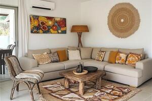 Coastal living room with bohemian flair photo