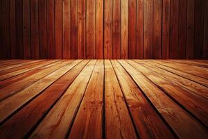 Warm wooden floor and wall photo