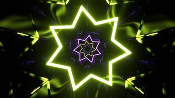 roxa e luz verde fantástico abstrato corredor com néon quadros fundo vj ciclo dentro 4k video