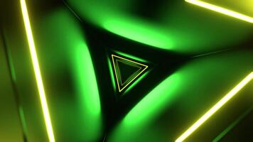Yellow and Green Mystical Flashing Triangle Corridor Background VJ Loop in 4K video