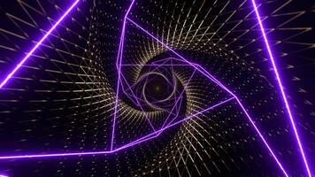 Gold and Purple Mesh Neon Spiral Abstract Tunnel Background VJ Loop in 4K video