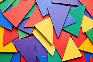 Colorful triangular shapes in a jumbled mix photo
