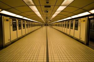 Empty subway platform, perspective view photo