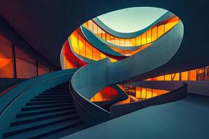 Spiraling Architecture, sunlit interiors photo
