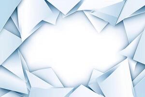 Abstract geometric frame of light blue, shattered, triangular shapes photo