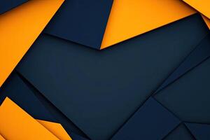 Abstract geometric design with layered triangles in deep navy and vibrant orange photo