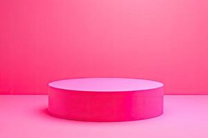 Pink circular podium against a vibrant pink background photo