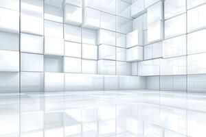 Abstract white cube room photo