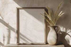 Minimalist display mockup with warm light photo