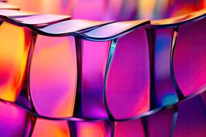 Abstract, vibrant, iridescent geometric shapes photo