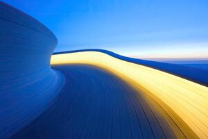 Abstract architectural structure bathed in golden light photo