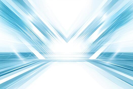 Abstract digital light streaks converging on a platform photo