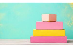 Colorful blocks stacked in a pyramid photo