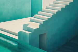 Modern poolside steps and platform photo