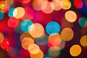 Festive bokeh lights in vibrant colors photo