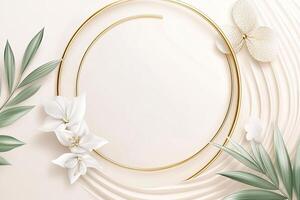 Delicate floral frame, minimalist design photo
