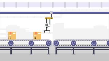 2D Conveyor Belt Animation Package Sorting in Warehouse Flat Style video