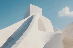 White architectural structure against a clear sky photo