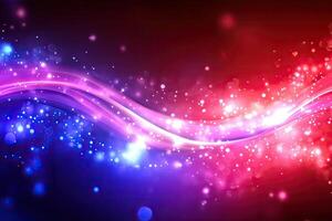 Vibrant, glowing waves of light, shimmering with sparkling particles photo