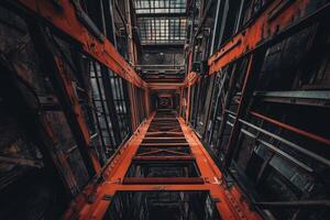 Industrial elevator shaft interior photo