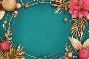 Festive Teal Background with Gold Accents photo
