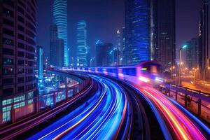 Urban transit at night photo