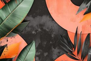 Tropical leaves on a textured background photo