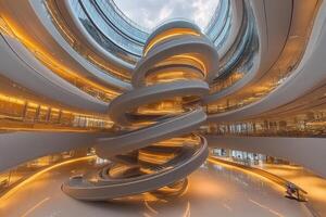 Spiral staircase in modern architectural marvel photo