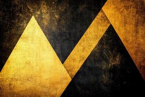 Geometric, textured pattern of gold and dark triangles photo