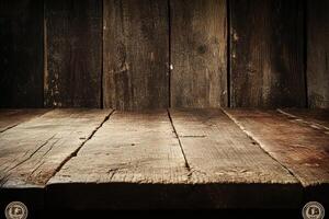 Rustic wooden table and wall photo