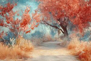Autumnal Pathway Through a Dreamlike Woods photo