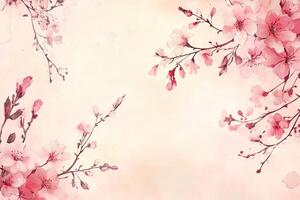 Delicate cherry blossom branches in soft pastel colors photo