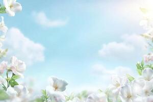 Spring blossoms against a vibrant blue sky photo