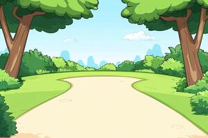 Park path leads through lush greenery photo