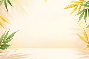 Warm, sun-drenched backdrop with tropical foliage photo