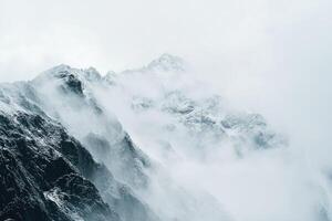 Misty mountain peak photo