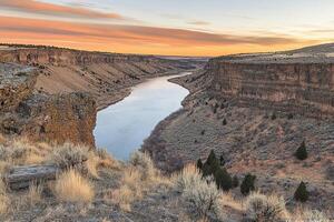 Serene River Valley at Sunrise photo