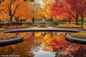 Autumnal park reflection photo